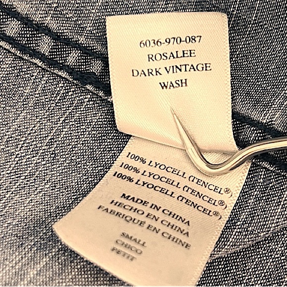 Rails Anthropologie Rosalee Chambray Tie Neck Denim Button Down Blouse Sz S EUC! - Picture 15 of 15